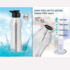 Curvy Steel Bottle Natural | Capacity 750ml Approx