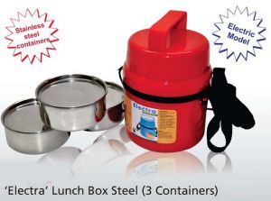 POWER PLUS ELECTRA LUNCH BOX STEEL -3 CONTAINER H7