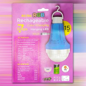 DIWALI AC/DC RGB RECHARGEABLE HANGING BULB WITH CHARGER