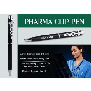 101-L156*Pharma Clip Pen - Metal Body with German Refill