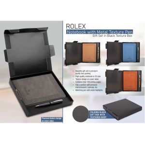 Rolex Notebook with Metal Texture pen 