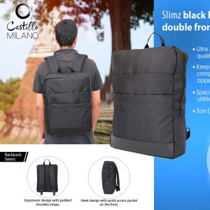 Slimz black backpack with double front pocket