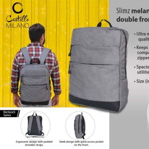 Slimz gray backpack with double front pocket