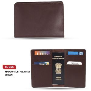 TL-958*Passport Cover Softy Leather Brown